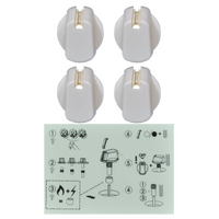Genuine Knob Set Of 4- Universal Kit White, 35mm Skirt For Electrolux Spare Part No: UK-35W4