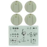 Genuine Knob Set Of 4- Universal Kit White, 48mm Skirt For Electrolux Spare Part No: UK-48W4