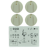 Genuine Knob Set Of 4- Universal Kit White, 55mm Skirt For Electrolux Spare Part No: UK-55W4