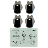 Genuine Knob Set Of 4- Universal Kit Chrome, 30mm Skirt For Electrolux Spare Part No: UK-30C4