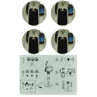 Genuine Knob Set Of 4- Universal Kit Chrome, 48mm Skirt For Electrolux Spare Part No: UK-48C4