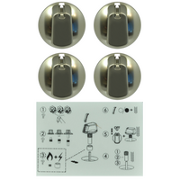 Genuine Knob Set Of 4- Universal Kit Stainless Steel Appearance, 48mm Skirt For Electrolux Spare Part No: UK-48S4