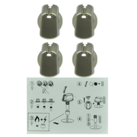 Genuine Knob Set Of 4- Universal Kit Stainless Steel Appearance, 30mm Skirt For Electrolux Spare Part No: UK-30S4