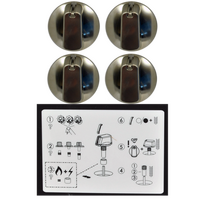 Genuine Knob Set Of 4- Universal Kit Stainless Steel Appearance, 55mm Skirt For Electrolux Spare Part No: UK-55S4