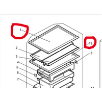 Mitsubishi Mitsubishi Fridge Glass Shelf MR-BF290B, MR-BF325B, MR-BF390B, MR-BF290C, MR-BF325C, MR-BF390C, MR-C375B, MR-C405B, MR-C375C, M spare part