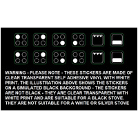 Universal Oven Cooktop Control Panel Decal Sticker 4 Burner White print for Dark Appliance Oven Cooktop Control Panel Decal Sticker 4 Burner White print for spare part