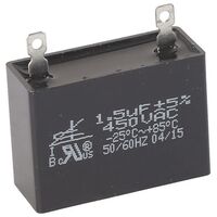 Universal MOTOR START VERTICAL MOUNT | Value: 1.5 µF | Tolerance: %5 | Size: 37mm x 26mm x 15mm | 450Vac | For Hobby | For PCB | For TV  spare part