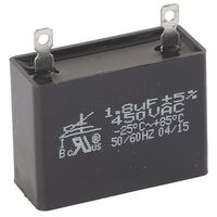 Universal MOTOR START VERTICAL MOUNT | Value: 1.5 µF | Tolerance: %5 | Size: 37mm x 27mm x 16mm | 450Vac | For Hobby | For PCB | For TV spare part