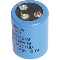 F&T Dual Value Capacitor | Value: 50 + 50 µF | Size: 40mm x 30mmø | 250Vdc | For Hobby | For PCB | For TV