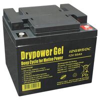 Gel Type SLA Cyclic Battery Drypower | Capacity: 50Ah | 12V | Terminal: F8 | To Replace C12-40DG, ES450, DCG40-12 CBG12V38AH and more