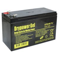 Gel Type SLA Cyclic Battery Drypower | Capacity: 7Ah | 12V | Terminal: Spade 4.75mm | To Replace LG7-12