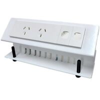 Pegasus 2x GPO / 2x Clipsal compatible cutouts and desktop clamp bracket, Qikfit compatible | To Provide Power and Data Connections   