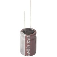Universal TX ELECTROLYTIC HIGH-RIPPLE Capacitor | Value: 22 µF | Tolerance: %20 |  Size: 16mm x 25mm | 450V | For Hobby | For PCB | For TV spare part