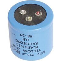 METAL CAN DUAL CAPACITOR | Value: 225 µF + 225 µF | Size: 40mm x 40mmø | 385V | For Hobby | For PCB | For TV  
