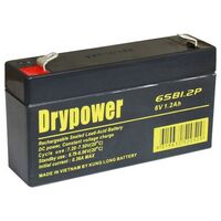 SLA Cyclic & Standby Battery Drypower | Capacity: 1.2Ah | 6V | Terminal: Spade 4.75mm | To Replace BP1.2-6, PS612, DM6-1.1 and more