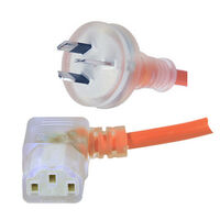 IEC C13 TO 10A GPO PLUG - MEDICAL  10A IEC LEAD 5M RIGHT ANGLE ORANGE   WITH CLEAR PLUGS