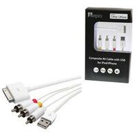 1.5m Audio Video Cable iPhone/iPod, 3 RCA, USB Output 