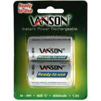 Vanson Ni-Mh C Size "Ready to Use" Rechargeable Batteries Vanson | Capacity: 3000mAh | 1.2V spare part