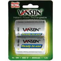 Vanson Ni-Mh D Size "Ready to Use" Rechargeable Batteries Vanson | Capacity: 3000mAh | 1.2V spare part