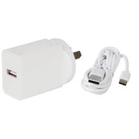 12W AC USB CHARGER WITH USB-C CABLE 2.4A 