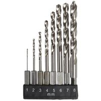 8 PIECE HSS DRILL SET METRIC WITH HEX SHANK 