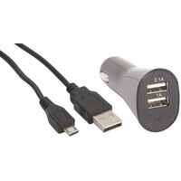 CAR CHARGER DUAL WITH MICRO USB 2.1A+1A 