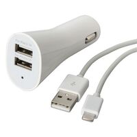 CAR CHARGER DUAL USB 2.1A + LIGHTNING LEAD 