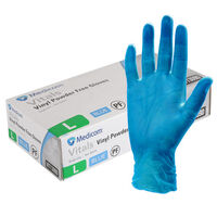 VINYL BLUE SINGLE USE POWDER FREE GLOVES 4.5g - MEDICOM VITALS 