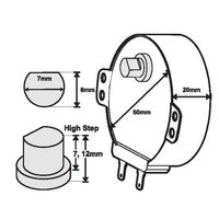 Carousel Motor 3/4 Moon | Shaft-Height: 12mm | Speed: 2.5 Rpm | Power: 2.5W - 240Vac | For Microwave Oven 