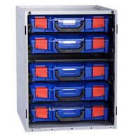 STORAGETEK CABINET WITH 5 SMALL ABS CASES 