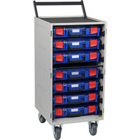 STORAGETEK TROLLEY WITH 7 SMALL ABS CASES 