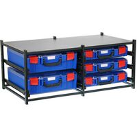 STORAGETEK DUAL FRAME WITH 2 LARGE & 3 SMALL CASES 