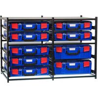 STORAGETEK DUAL FRAME WITH 2 LARGE & 7 SMALL CASES 