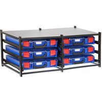 STORAGETEK DUAL FRAME WITH 6 SMALL CASES 