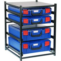 STORAGETEK FRAME WITH 2 LARGE & 2 SMALL CASES 