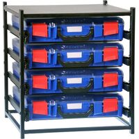 STORAGETEK FRAME WITH 4 SMALL CASES 