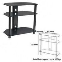 3 Tier Black Glass TV/Audio Video Stand 