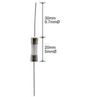 TBX Pigtail Slow Blow Glass Fuse | Rating: 1 A | Dimensions: 2AG 20mm,5mmø - 30mm,0.7mmø | 250 V