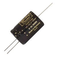 AXIAL ELECTROLYTIC GOLD CAPS - TAD Capacitor | Value: 15 + 15 µF | Size: 40mm x 25mmø | 450V | For Hobby | For PCB | For TV