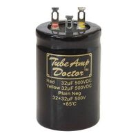 RADIAL ELECTROLYTIC GOLD CAPS - TAD Capacitor | Value: 32 + 32 µF | Size: 50mm x 35mmø | 500V | For Hobby | For PCB | For TV