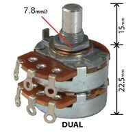 0.5W Dual Log Potentiometer - Alpha | Value: 1M Ohm | For Hobby | For PCB | For TV