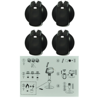 Genuine Knob Set Of 4- Universal Kit Black, 40mm Skirt For Westinghouse Spare Part No: UK-40B4